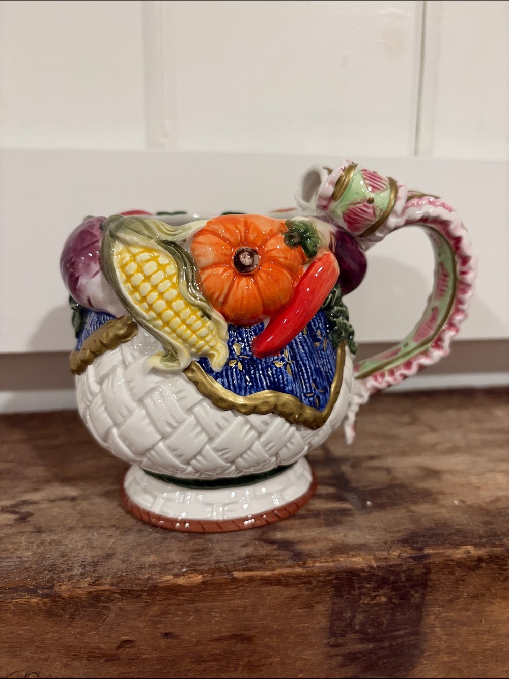 Decorative Ceramic Fruit & Vegetable Basket Pitcher - Multicolor